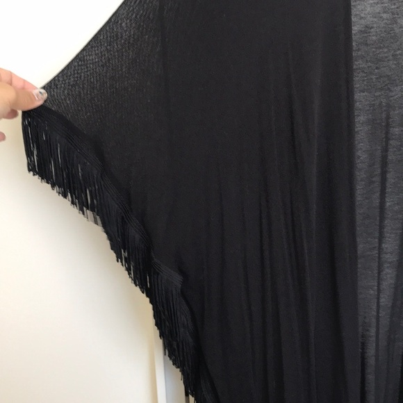 F21 cotton black coverup with fringe detail - Picture 3 of 7